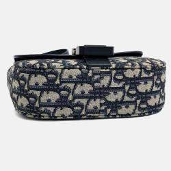 مملوكة مسبقًا حقيبة ديور أزرق بحري قماش أوبليك بحزام كتفلابل المستعرضة