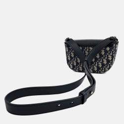 مملوكة مسبقًا حقيبة ديور أزرق بحري قماش أوبليك بحزام كتفلابل المستعرضة