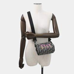 Pre Owned Dior Oblique Roller Shoulder Bag Rabbit Kids Black/Beige Canvas Leather Size Mini