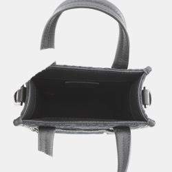 Pre Owned حقيبة كتف ثنائية الاتجاه ديور أوبليك سفاري شمال جنوب قماش جلد أسود حجم صغير