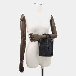 Pre Owned حقيبة كتف ثنائية الاتجاه ديور أوبليك سفاري شمال جنوب قماش جلد أسود حجم صغير