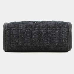 Pre Owned حقيبة كتف ثنائية الاتجاه ديور أوبليك سفاري شمال جنوب قماش جلد أسود حجم صغير