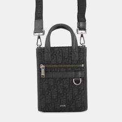 مملوكة مسبقًا Dior Oblique Safari North-South 2-Way Shoulder Bag Black Canvas Leather Size Mini