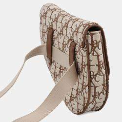 مملوكة مسبقًا Dior Cactus Jack Collaboration Oblique Saddlebag Beige/Brown Canvas Leather Size Mini