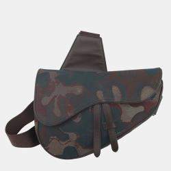 مملوكة مسبقًا Dior Peter Doyck Collaboration Camouflage Saddlebag Brown Canvas Leather