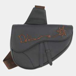 Pre Owned حقيبة سرج ديور x كاكتوس جاك جلد أسود