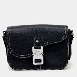 Pre Owned Dior Black Leather Homme Saddle Mini Messenger Bag