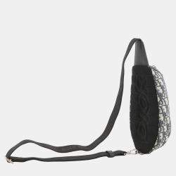 Pre Owned حقيبة كروس بودي ^سكاراب أوبليك ديور^ كنفاس أسود/بيج حجم صغير