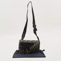 مملوكة مسبقًا حقيبة ديور سادل باوتش كانفاس أوبليك كحلي/أسود وجلد