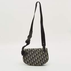 مملوكة مسبقًا حقيبة ديور سادل باوتش كانفاس أوبليك كحلي/أسود وجلد