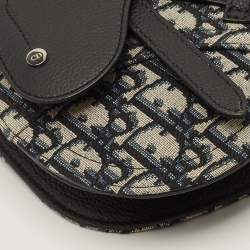 مملوكة مسبقًا حقيبة ديور سادل باوتش كانفاس أوبليك كحلي/أسود وجلد