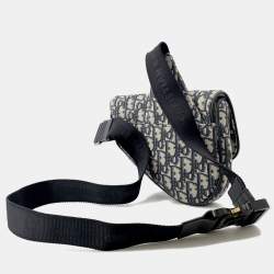 مملوكة مسبقًا Dior Oblique Saddlebag Navy Canvas Leather Size Mini