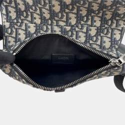 مملوكة مسبقًا Dior Oblique Saddlebag Navy Canvas Leather Size Mini
