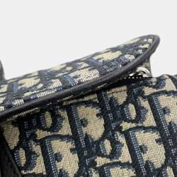 مملوكة مسبقًا Dior Oblique Saddlebag Navy Canvas Leather Size Mini