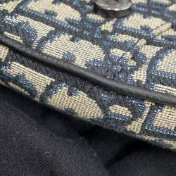 مملوكة مسبقًا Dior Oblique Saddlebag Navy Canvas Leather Size Mini