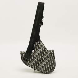 Pre Owned Dior Saddle Blue/Black Oblique Canvas and Leather Messenger Bag