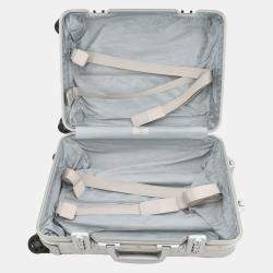 Pre Owned Dior Rimowa Collaboration Cabin Suitcase Oblique Carry-On Silver Aluminium