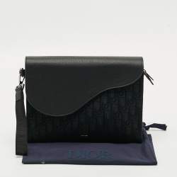 مملوكة مسبقًا Dior Saddle A5 Triangle Black Oblique Canvas and Leather Wristlet Clutch