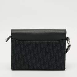 مملوكة مسبقًا Dior Saddle A5 Triangle Black Oblique Canvas and Leather Wristlet Clutch