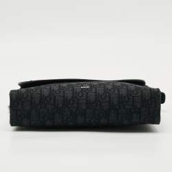 مملوكة مسبقًا Dior Saddle A5 Triangle Black Oblique Canvas and Leather Wristlet Clutch