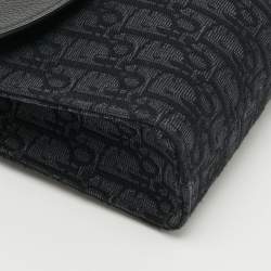 مملوكة مسبقًا Dior Saddle A5 Triangle Black Oblique Canvas and Leather Wristlet Clutch