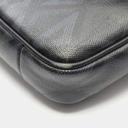 Pre Owned Christian Dior CD Diamond Black Coated Canvas Leather Shoulder Bag