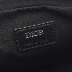 Pre Owned Christian Dior CD Diamond Black Coated Canvas Leather Shoulder Bag