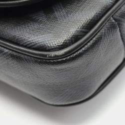 Pre Owned Christian Dior CD Diamond Black Coated Canvas Leather Shoulder Bag