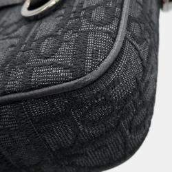 Pre Owned Dior Oblique Jacquard Safari Shoulder Bag Black Canvas Leather Size Mini