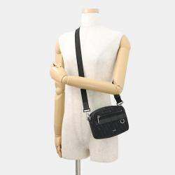 Pre Owned Dior Oblique Jacquard Safari Shoulder Bag Black Canvas Leather Size Mini