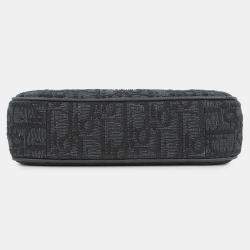 Pre Owned Dior Oblique Jacquard Safari Shoulder Bag Black Canvas Leather Size Mini