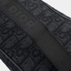 Pre Owned Dior Oblique Jacquard Safari Shoulder Bag Black Canvas Leather Size Mini