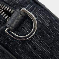 Pre Owned Dior Oblique Jacquard Safari Shoulder Bag Black Canvas Leather Size Mini