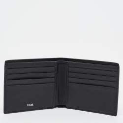 Pre Owned محفظة ديور ثنائية الطي جلد محبب أسود