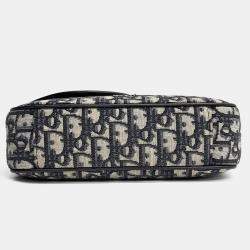 مملوكة مسبقًا Dior Beige Navy Blue Canvas and Leather Homme Oblique Saddle Mini Messenger Bag