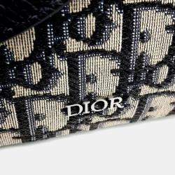 مملوكة مسبقًا Dior Beige Navy Blue Canvas and Leather Homme Oblique Saddle Mini Messenger Bag