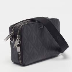 Pre Owned Dior Black CD Diamond Print Coated Canvas Messenger Pouch