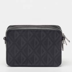Pre Owned Dior Black CD Diamond Print Coated Canvas Messenger Pouch