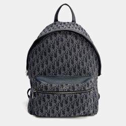 Pre Owned Dior Homme Oblique Navy Blue Fabric Backpack
