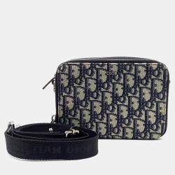 Pre Owned Dior Homme Oblique Navy Blue/Beige Canvas Wallet on 2OBBC119YSE