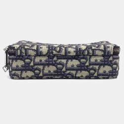 Pre Owned Dior Homme Oblique Navy Blue/Beige Canvas Wallet on 2OBBC119YSE