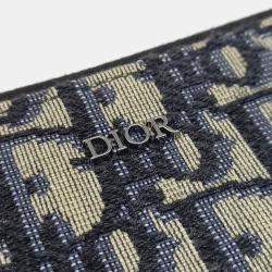 Pre Owned Dior Homme Oblique Navy Blue/Beige Canvas Wallet on 2OBBC119YSE