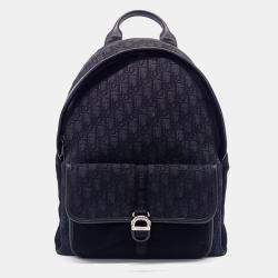 Pre Owned Dior Homme Oblique Black Canvas Backpack Bag