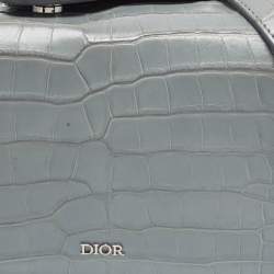 Pre Owned Dior Lingot 22 Light Blue Crocodile Crossbody Bag