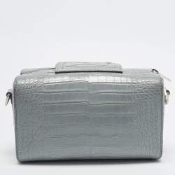 Pre Owned Dior Lingot 22 Light Blue Crocodile Crossbody Bag