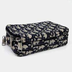 Pre Owned Dior Homme Oblique Navy Blue/Beige Coated Canvas Wallet on 2OBBC119YSE