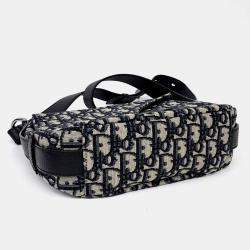 مملوكة مسبقًا Dior Homme Oblique Saddle Beige Navy Blue Canvas Soft Bag