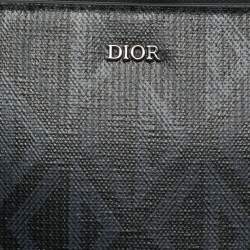Pre Owned Dior CD Diamond Black Coated Canvas and Leather Crossbody Bag