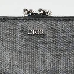 Pre Owned Dior CD Diamond Black Coated Canvas and Leather Crossbody Bag
