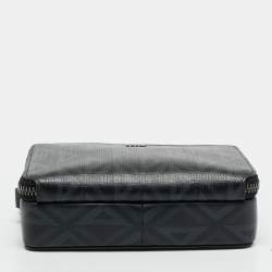 Pre Owned Dior CD Diamond Black Coated Canvas and Leather Crossbody Bag